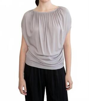 NEW ELLE GREY draped gathered neckline blouse in lilac